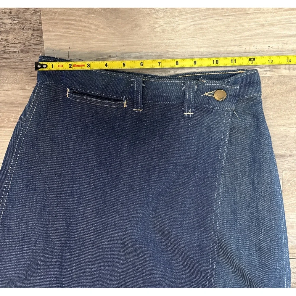 VTG Denim Blue Jean‎ Denim Maxi Wrap Skirt Womens Western Cowgirl Bareback NOS